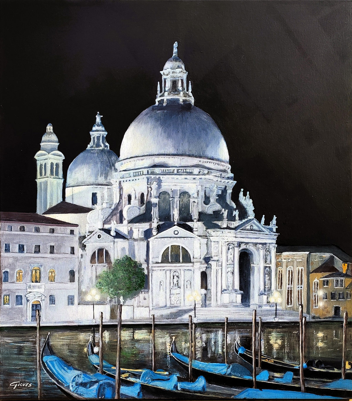 pittore Gioves Venezia - dipinto Madonna della Salute, ombre sulla pietra d'Istria