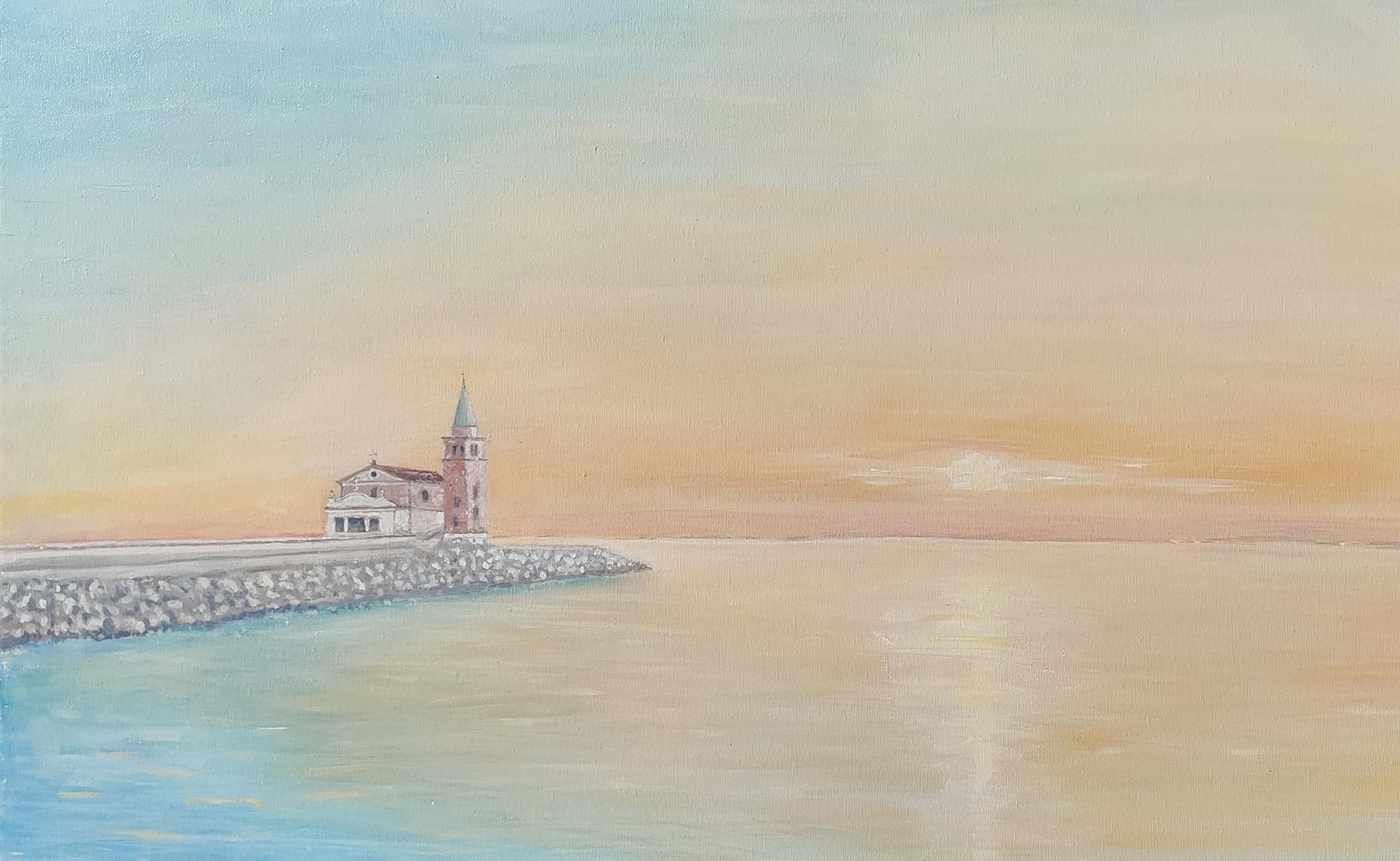 pittore Gioves VENEZIA- dipinto Chiesetta dell'Angelo CAORLE- chiare visioni